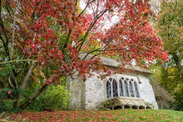 Stourton Wiltshire Wielka Brytania Października 202020 Gotycki Domek Stourhead Gardens — Zdjęcie stockowe