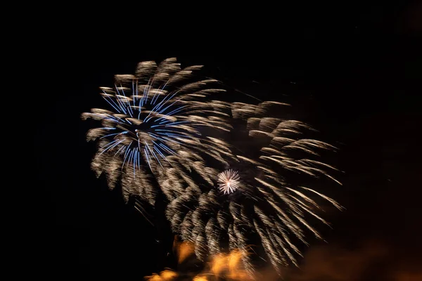 Longa Exposição Fogos Artifício Castelo Sherborne Dorset — Fotografia de Stock