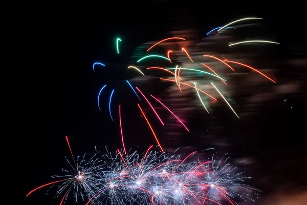 Langes Feuerwerk Auf Schloss Sherborne Dorset — Stockfoto