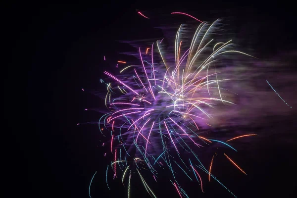 Langes Feuerwerk Auf Schloss Sherborne Dorset — Stockfoto