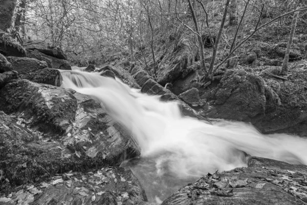 Lange Blootstelling Aan Een Waterval Hoar Oak Water Rivier Bij — Stockfoto