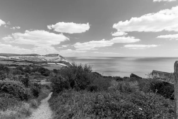 Φωτογραφία Τοπίου Του Βουνού Golden Cap Στην Jurassic Coast Στο — Φωτογραφία Αρχείου