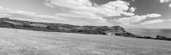 Foto Panorámica Montaña Golden Cap Costa Jurásica Dorset —  Fotos de Stock