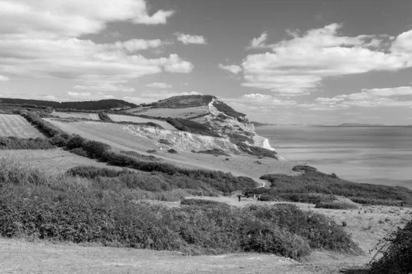 Φωτογραφία Τοπίου Του Βουνού Golden Cap Στην Jurassic Coast Στο — Φωτογραφία Αρχείου