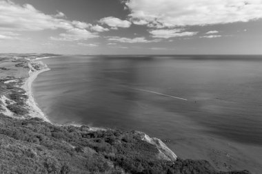 Dorset 'teki Jurassic Sahili' ndeki Altın Cap Dağı 'nın zirve fotoğrafından görüntü