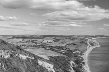 Dorset 'teki Jurassic Sahili' ndeki Altın Cap Dağı 'nın zirve fotoğrafından görüntü