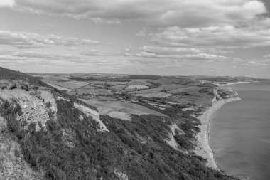 Dorset 'teki Jurassic Sahili' ndeki Altın Cap Dağı 'nın zirve fotoğrafından görüntü