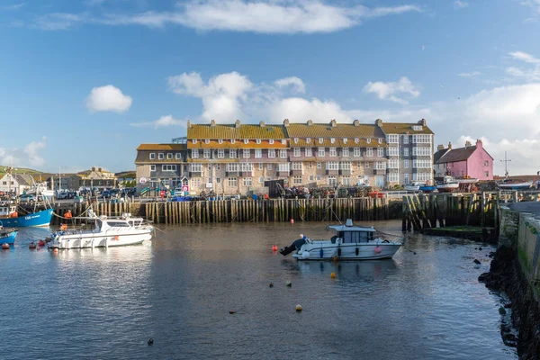 West Bay Dorset Wielka Brytania Grudnia 2020 Widok Pier Terrace — Zdjęcie stockowe