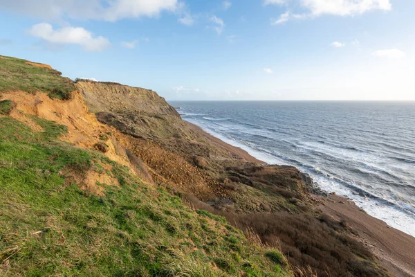 View Landslide South West Coastpath West Bay Eype Dorset — Stock Photo, Image