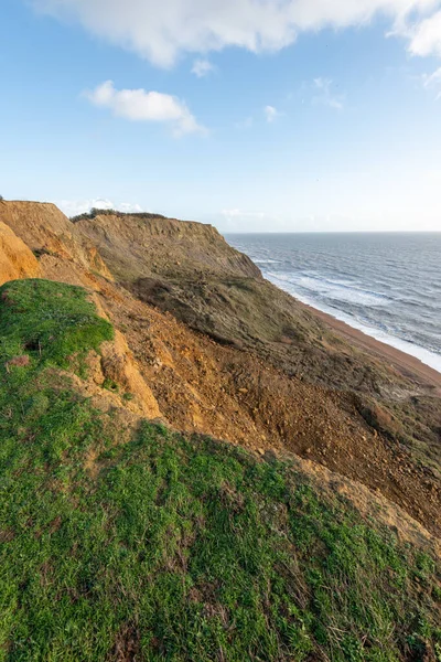 View of a landslide on the south west coastpath between West Bay and Eype in Dorset