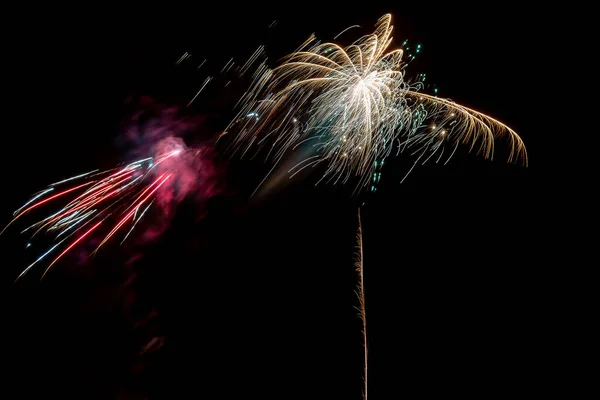 Lunga Esposizione Fuochi Artificio Nel Cielo — Foto Stock