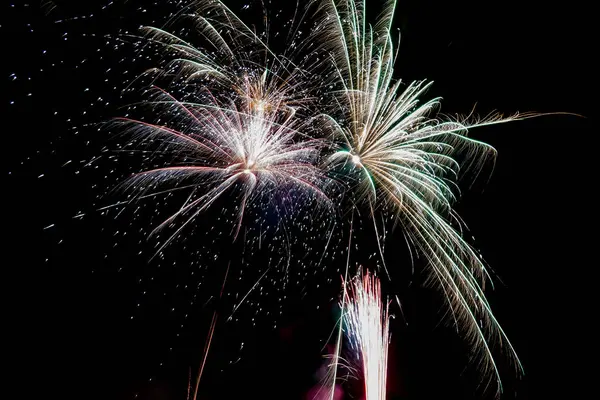 Longa Exposição Fogos Artifício Céu — Fotografia de Stock