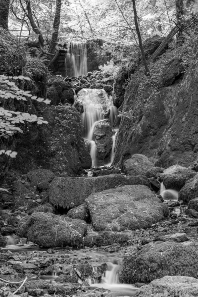 Cascada Clampitt Falls Larga Exposición Canonteign Falls Dartmoor — Foto de Stock