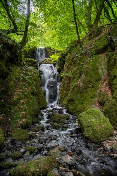 Lång Exponering Clampitt Falls Vattenfall Vid Canonteign Falls Dartmoor — Stockfoto