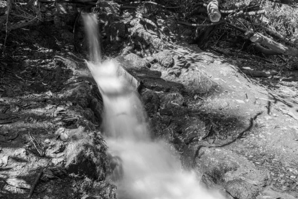 Hosszú Expozíció Egy Ember Tette Vízesés Canonteign Falls Dartmoor — Stock Fotó