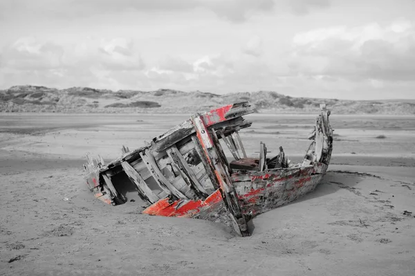 Colorsplash Foto Des Schiffswracks Strand Von Devon — Stockfoto