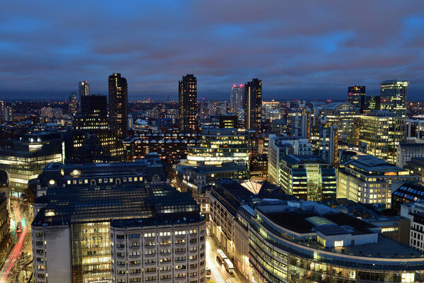 Night photo of the London skyline