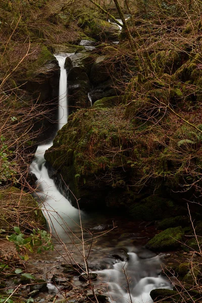 Longue Exposition Grande Cascade Watersmeet Dans Devon — Photo