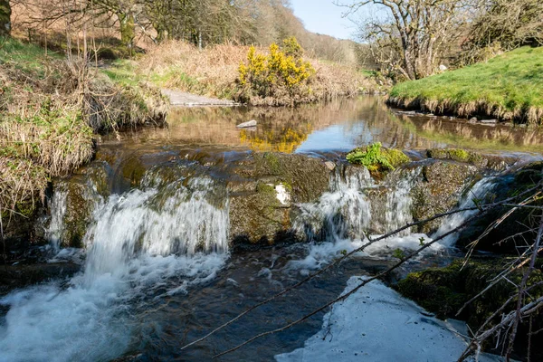 Long Exposure Waterfall Just Upstream Robbers Bridge Exmoor National Park — Stock Photo, Image