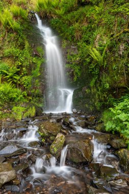 Woody Bay 'den Devon' daki Heddons Mouth 'a kadar Güney Batı Yakası' ndaki Hollowbrook şelalesinin uzun bir görüntüsü.