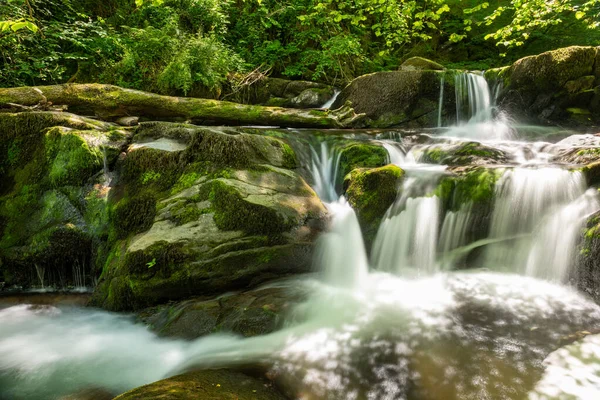 Long Exposure Waterfall Hoar Oak Water River Watersmmeet Exmoor National — Stock Photo, Image