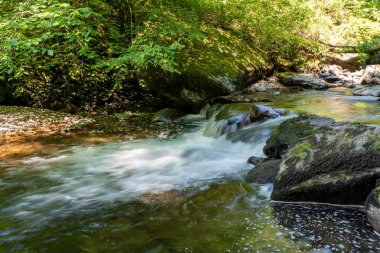 Doğu Lyn nehri üzerinde Exmoor Ulusal Parkı 'ndaki Watersmmeet' te uzun süre bir şelale görüldü.