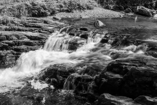 Longue Exposition Cascade Pont Watersmeet Sur Rivière East Lyn Watersmeet — Photo