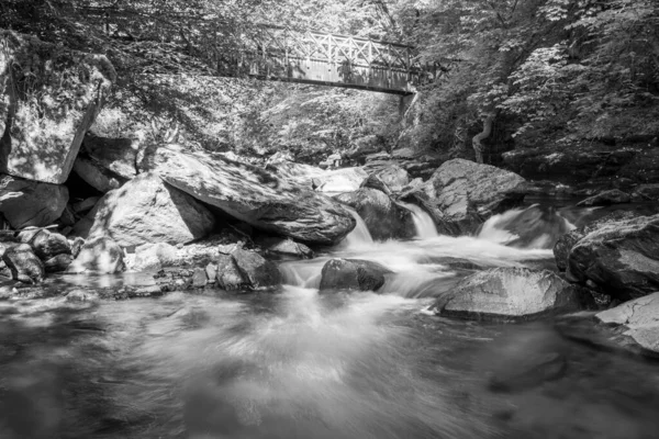 Lunga Esposizione Una Cascata Sul Fiume East Lyn Watersmeet Exmoor — Foto Stock