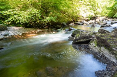 Doğu Lyn nehri üzerinde Exmoor Ulusal Parkı 'ndaki Watersmeet' te uzun süre bir şelale görüldü.