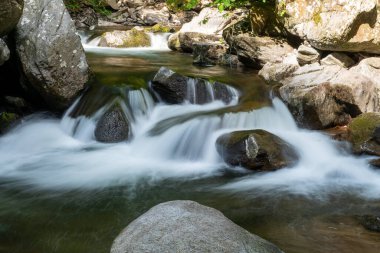 Doğu Lyn nehri üzerinde Exmoor Ulusal Parkı 'ndaki Watersmeet' te uzun süre bir şelale görüldü.