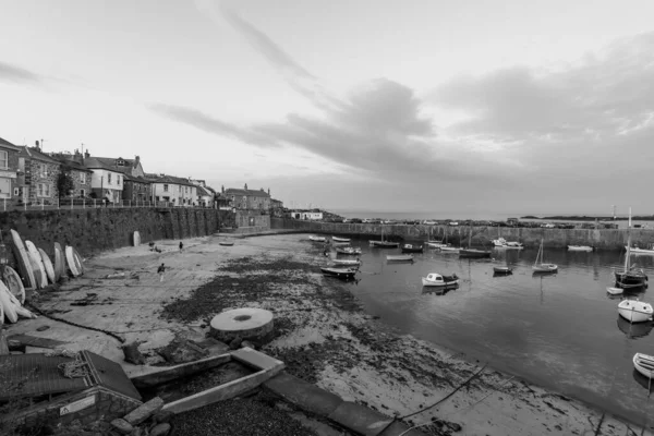 Mousehole Cornwall United Kingdom Juli 2021 Schwarz Weiß Foto Des — Stockfoto