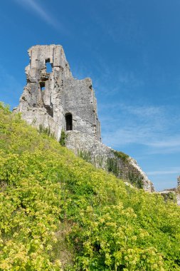 Corfe Castle Dorset'deki / daki kalıntıları