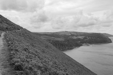 Devon 'daki Lynton ve Lynmouth Countisbury Hill' den görüntü