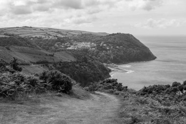 Devon 'daki Lynton ve Lynmouth Countisbury Hill' den görüntü