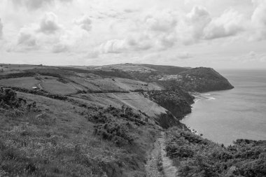 Devon 'daki Lynton ve Lynmouth Countisbury Hill' den görüntü