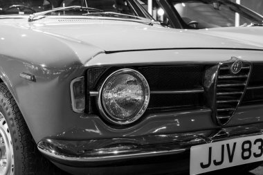 Sparkford. Somerset. Birleşik Krallık. 12 Ocak 2025. 1967 'den Alfa Romeo Giulia Sprint GT Somerset' teki Haynes Motor Müzesi 'nde sergileniyor.