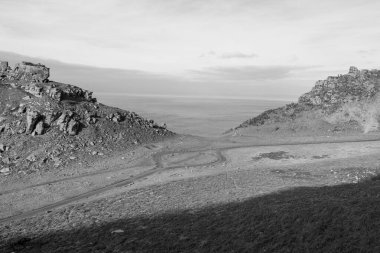 Exmoor Ulusal Parkı 'ndaki Kayalar Vadisi' nin manzara fotoğrafı.