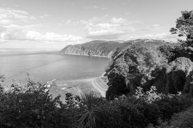 Lynmouth 'un kuzey Devon sahilindeki Exmoor Ulusal Parkı' ndaki manzara fotoğrafı.