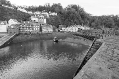 Clovelly. Devon. Birleşik Krallık. 19 Ocak 2024 Kuzey Devon kıyısındaki Clovelly Köyü 'nden.