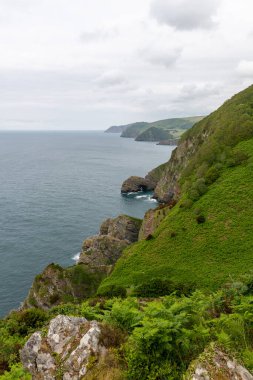 View from the South West Coastpath of the North Devon coastline at Woody Bay