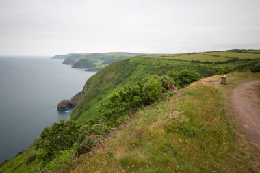 View from the South West Coastpath of the North Devon coastline at Woody Bay
