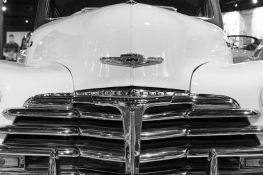 Sparkford. Somerset. Birleşik Krallık. 12 Ocak 2025. 1947 'den bir Chevrolet Fleetline Aero Sedan, Somerset' teki Haynes Motor Müzesi 'nde sergileniyor.