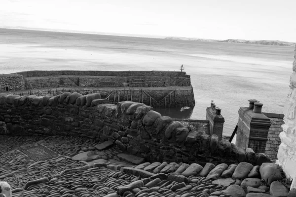 Clovelly. Devon. Birleşik Krallık. 19 Ocak 2024. Clovelly, Kuzey Devon sahilindeki rıhtımın fotoğrafı.