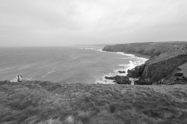 Cornwall 'daki Lands End' deki kayalıkların manzara fotoğrafı