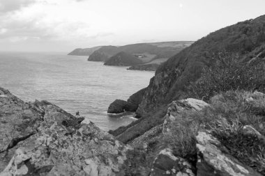 View from the South West Coastpath of the North Devon coastline at Woody Bay