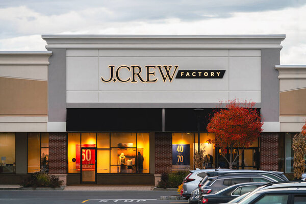 Dewitt, NY - Nov 8, 2025: J.Crew Factory offers affordable versions of classic styles across 175+ U.S. stores and online, specializing in casual and business-casual fashion for men, women, and kids