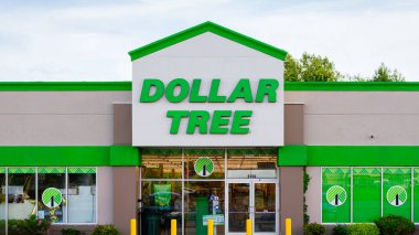 Roma, New York - 20 Haziran 2025: Dollar Tree Store, Kuzey Amerika 'da indirimli mağazaların önde gelen operatörlerinden biridir. Kuzey Amerika 'da 16.000' den fazla mağaza işletiyor.