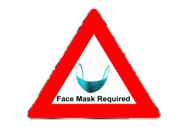 FFP2 Maske ve Hinweis Maskenpflicht isoliert auf weissem Hintergrund 'u uyarın.