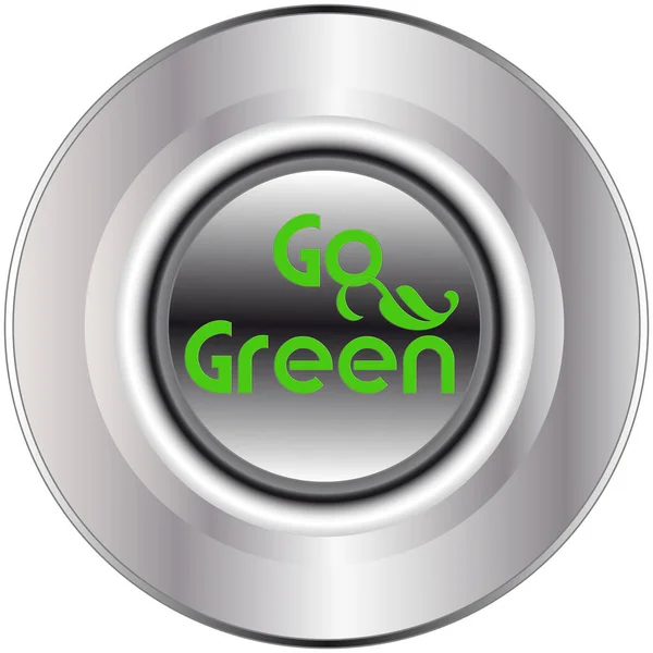 Silver Metal Botão Sinal Green — Fotografia de Stock