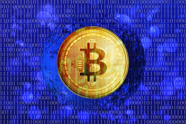 Binaer Kodu Hintergrund mit Bitcoins